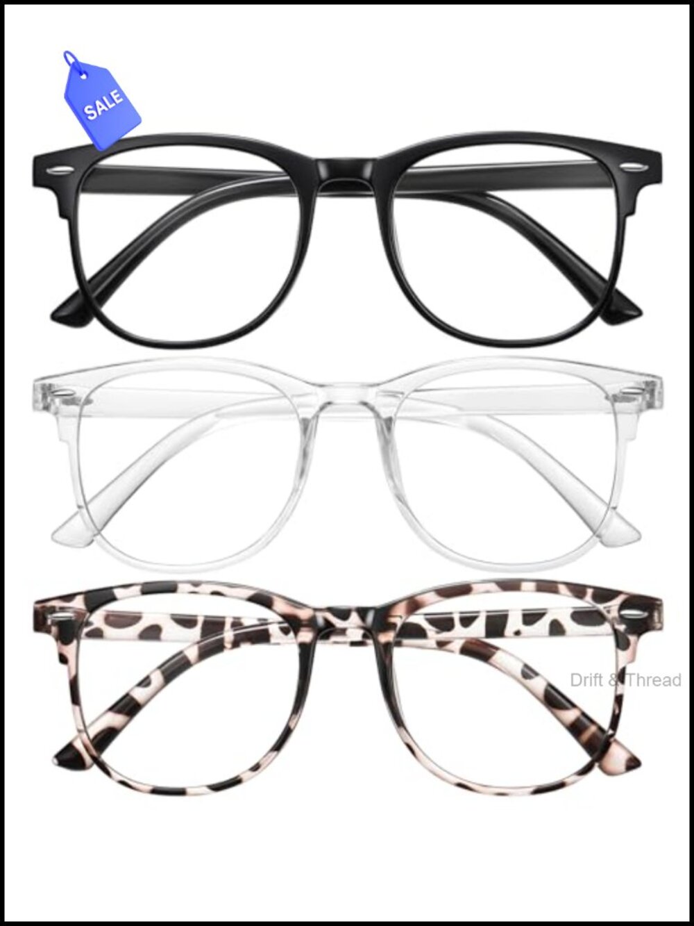 3 Pack Blue Light Blocking Glasses Round Computer Gaming Eyewear